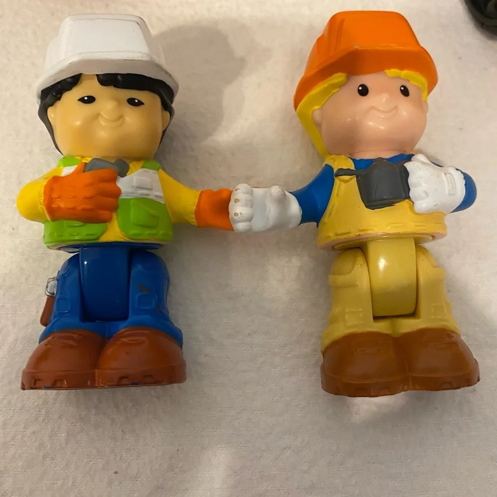 Little People construction trucks people and rock set Fisher Price